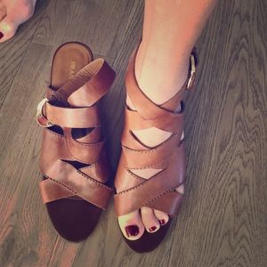 Franco Sarto wedge wide strapped sandals